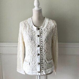 Monoreno NWT Ivory Lace Jacket Cardigan M